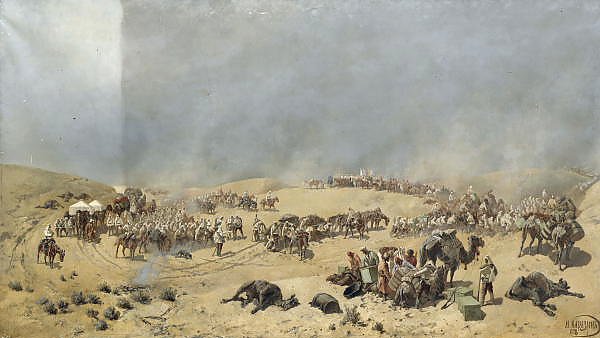 Хивинский поход 1873 года. Переход Туркестанского отряда через мёртвые пески к колодцам Адам-Крыл