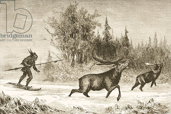 A Native American Moose hunting in the North Western Territory, c.1880