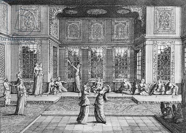 Women dancing in the Harem, published 1723,