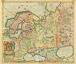 Постер Карта Российской Империи, европейская часть, включая северную и восточную Европу, 1640 г.