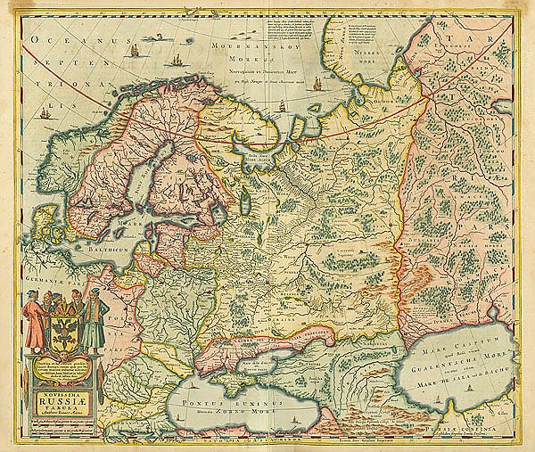 Карта Российской Империи, европейская часть, включая северную и восточную Европу, 1640 г.