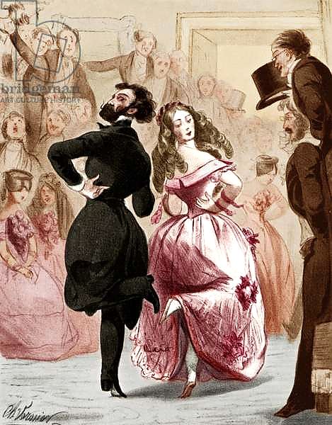 Enthusiastic polka  dancers by C. Vernier entitled 'La Polka'.  France 19th century