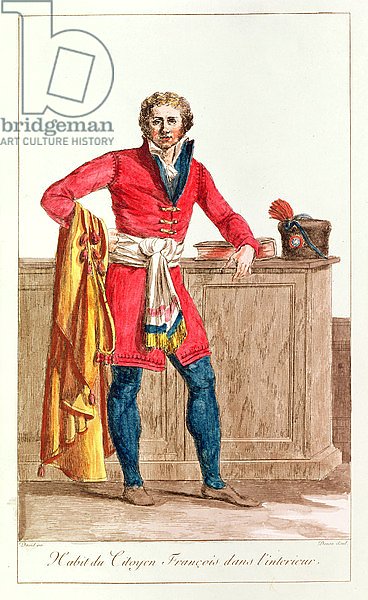 Civilian costume for a French citizen for indoors, engraved by Vivant Dominique Denon