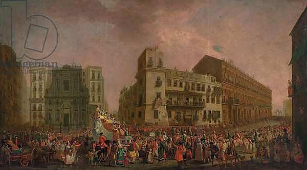 The Carnival in Naples in 1778, with the 'Cavalcata turca' parading through the Largo di Palazzo, c.1778