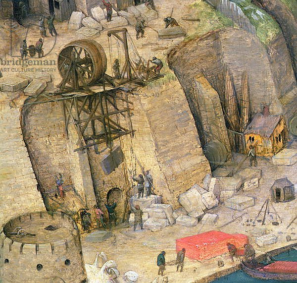The Tower of Babel, detail of the construction works, 1563