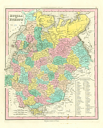 Постер Карта: Россия в Европе, 1845 г.
