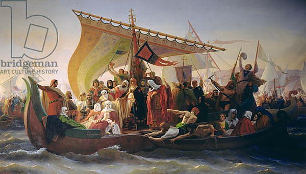The Crossing of the Bosphorus by Godfrey of Bouillon and his Brother, Baldwin, in 1097, 1854