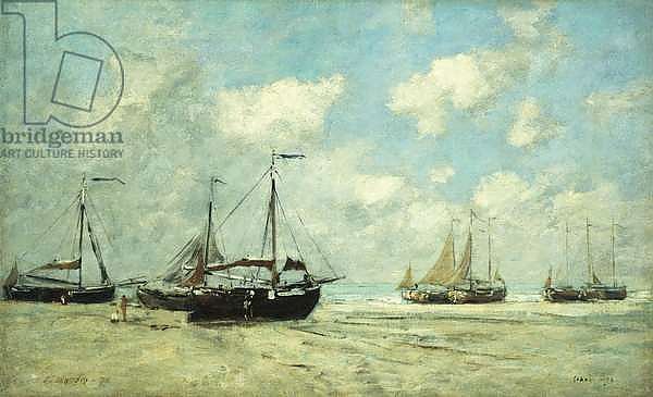 Boats on the Shore at Scheveningen; Scheveningue, Bateaux Echoues sur la Greve, 1875