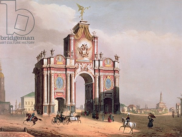 The Red Gate in Moscow, printed by Lemercier, Paris, 1840s
