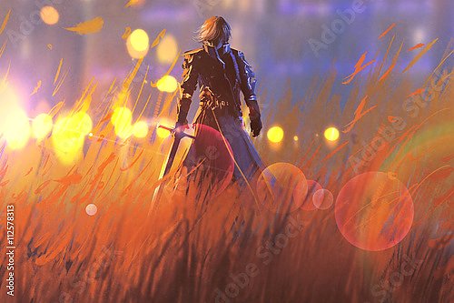 Воин с мечом в поле