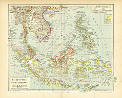 Постер Карта Индокитая и Малайского архипелага, конец 19 в. 1
