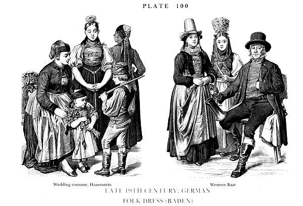 Fin du XIXè Siècle, Habits traditionnels Allemands Bade, Late 19Th Century German Folk Dress (Baden) 2