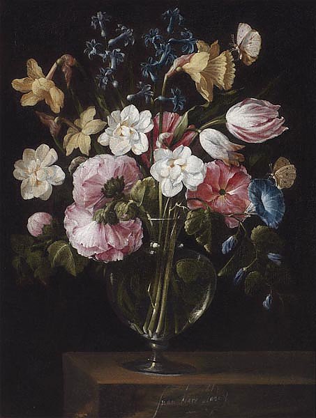 Цветы в стеклянной вазе 5