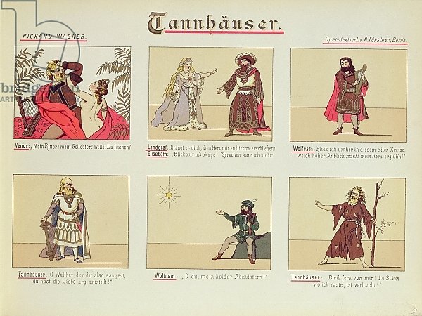 Six scenes relating to the opera 'Tannhauser' by Richard Wagner