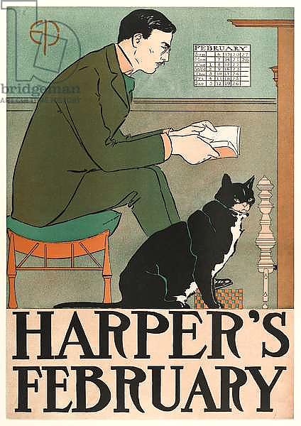 Poster advertising Harper's New Monthly Magazine, February 1898