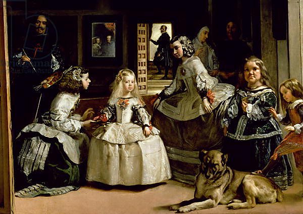 Las Meninas, detail of the lower half depicting the family of Philip IV of Spain, 1656