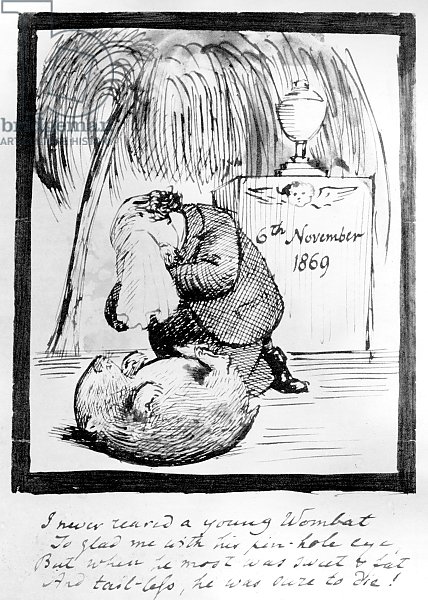 Rossetti lamenting the death of his Wombat, 1869