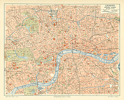 Постер Карта центральной части Лондона, конец 19 в. 1