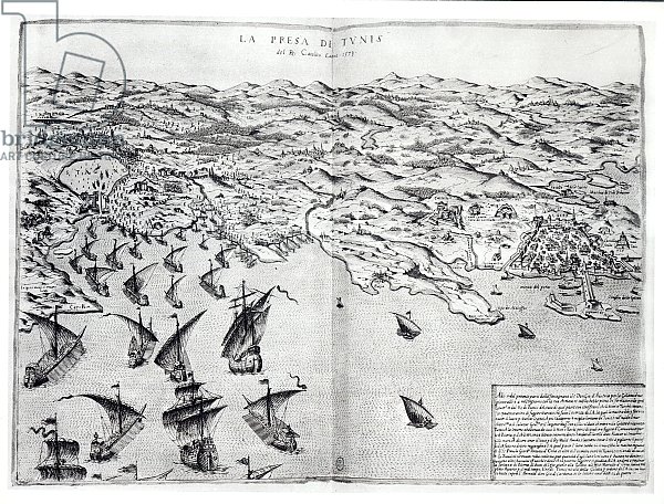 Map of the Taking of Tunis by the Spanish in 1573