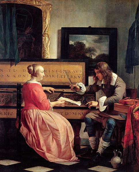 A Man and a Woman Seated by a Virginal, c.1665