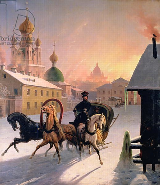 Troika on the Street in St. Petersburg, 1850s