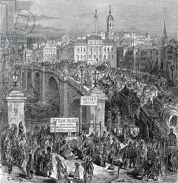 London Bridge, engraved by Stephane Pannemaker, 1875