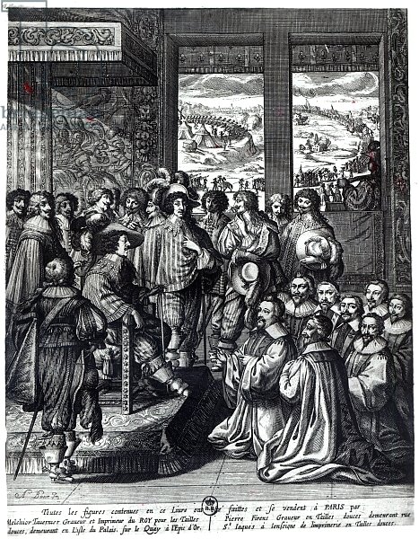 Louis XIII back from the siege of La Rochelle, congratulated by the Prevot des Marchands