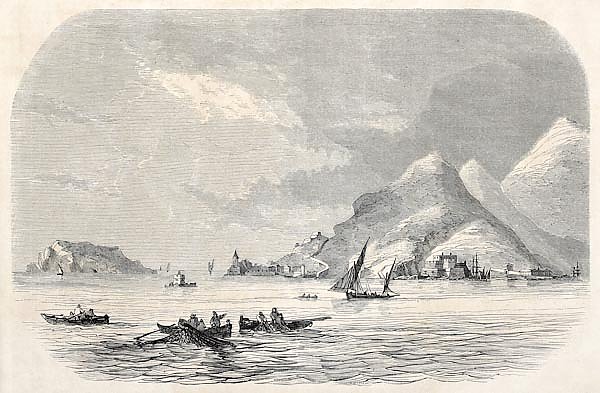 Gulf of La Spezia mouth, Italy. Published on L'Illustration Journal Universel, Paris, 1857