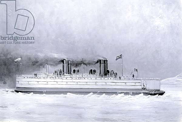 Yard no. 647, Baikal. Photograph of a painting showing the ice breaking train ferry steamer 'Baikal' in service