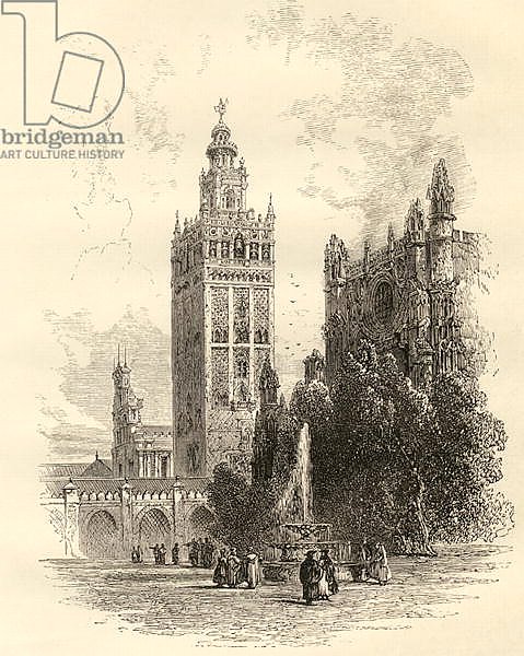 The Giralda, Seville, Spain, from 'Spanish Pictures' by Reverend Samuel Manning, published in 1870