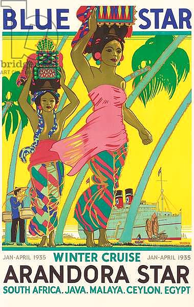 Poster advertising the cruise ship 'Arandora Star', by the shipping company Blue Star Line, 1935
