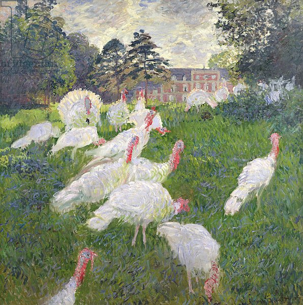 The Turkeys at the Chateau de Rottembourg, Montgeron, 1877 (oil on canvas_