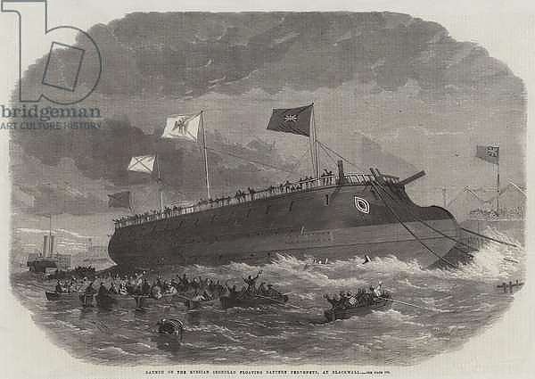 Launch of the Russian Ironclad Floating Battery Pervenetz, at Blackwall