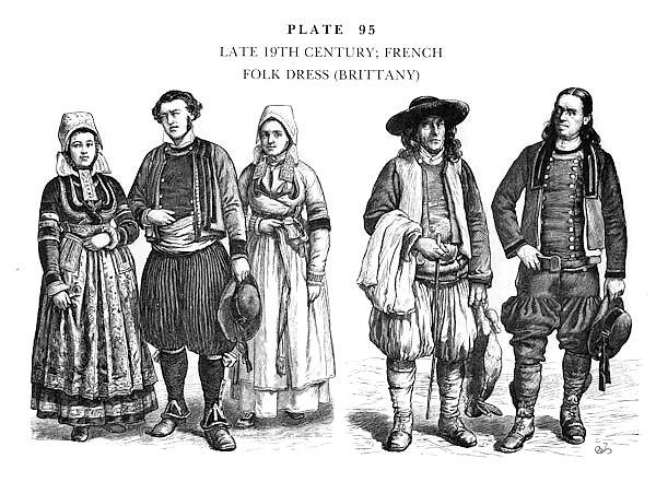 Fin du XIXè Siècle, Habits Traditionnels de la France, Bretagne, Late 19Th Century, French Folk Dres