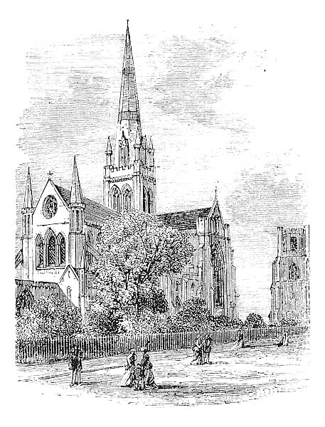 Chichester Cathedral vintage engraving in the 1890s
