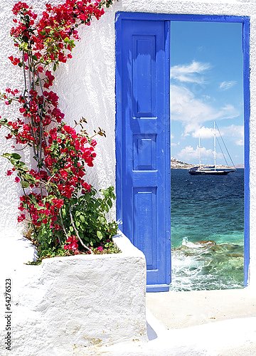 Постер Греция. Остров Миконос. Дверь