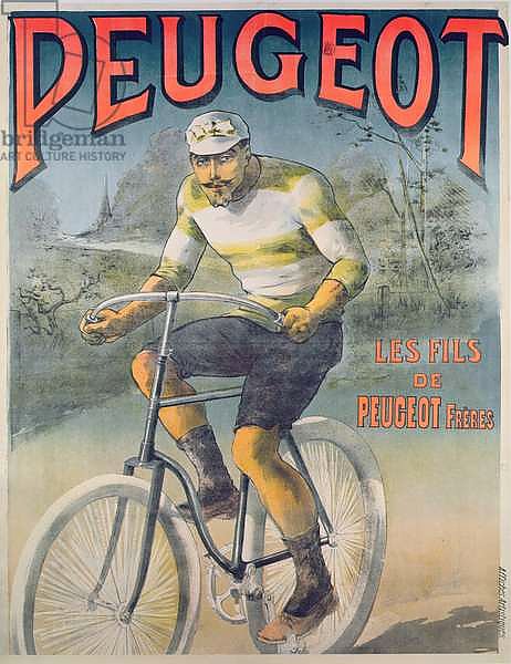 Poster advertising the cycles 'Peugeot'