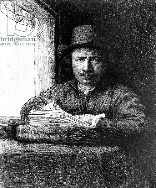 Self portrait while drawing, 1648