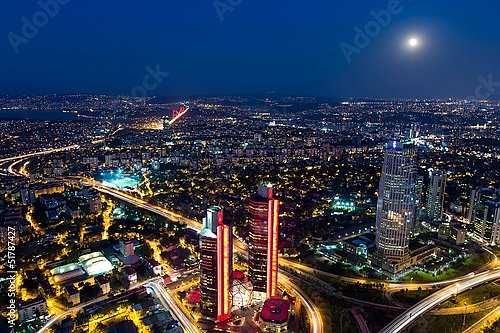 Вид на ночной Стамбул, Турция