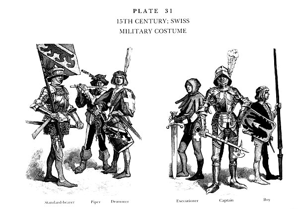 XVè Siècle, Les militaires Suisses, 15th century, Swiss Military Costume