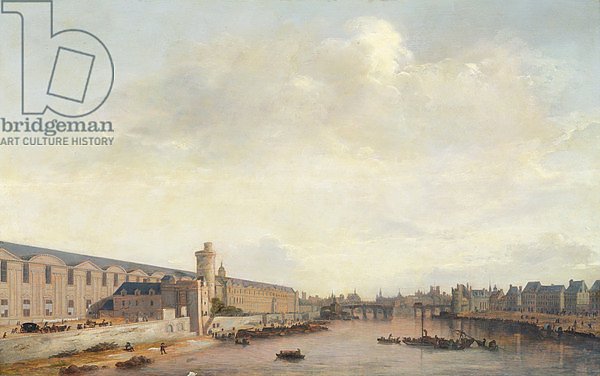 The Louvre Grande Galerie, view of Paris from the Barbier bridge, c.1640