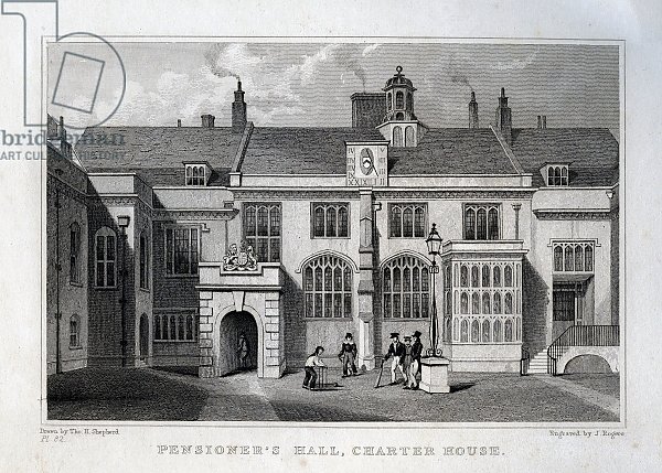 Pensioner's Hall, Charter House, engraved by John Rogers, 1830