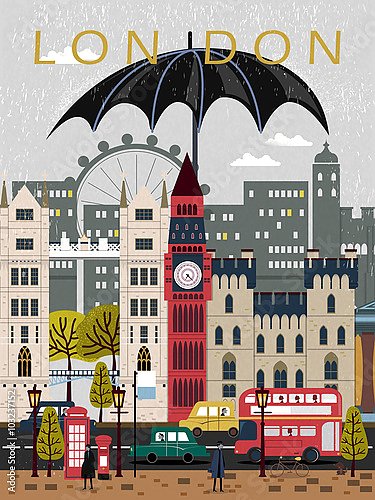Лондон, путешествия, плакат