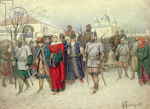 Joining of Great Novgorod, Novgorodians Departing to Moscow, 1880