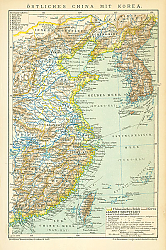 Постер Карта Восточного Китая и Кореи 1