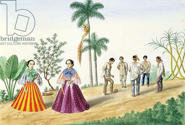 Filipinos Playing Football, from 'The Flebus Album of Views In and Around Manila', c.1845