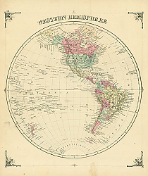 Постер Карта Западного полушария, 19 в.