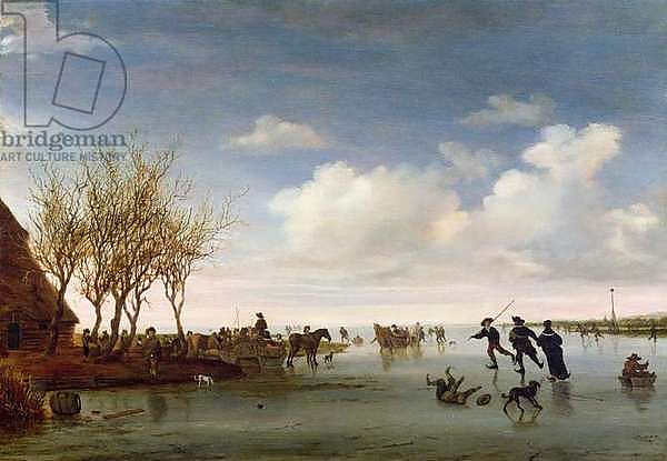 Dutch landscape with Skaters