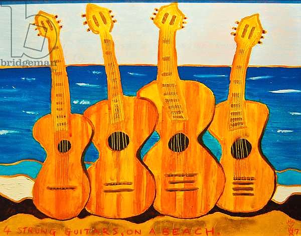 4 strung guitars on a beach, 2007,