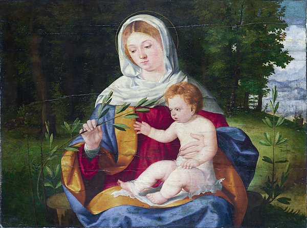Дева Мария и младенец с оливовой веткой
